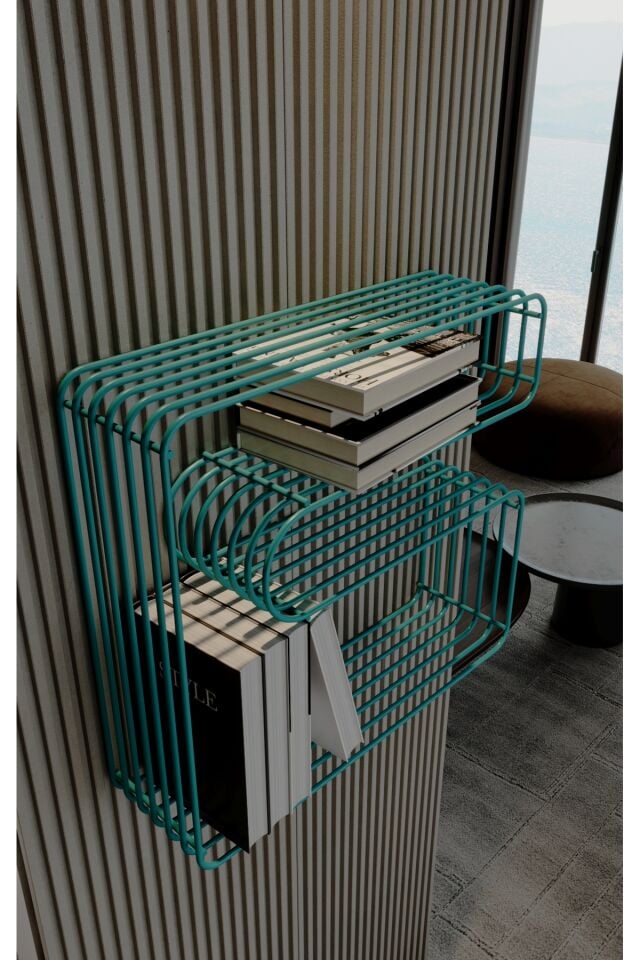 Paslanmaz Metal Duvar Rafı Kitaplık Banyo Düzenleyici Kıvrımlı Tel Kitaplık ve Mutfak Rafı