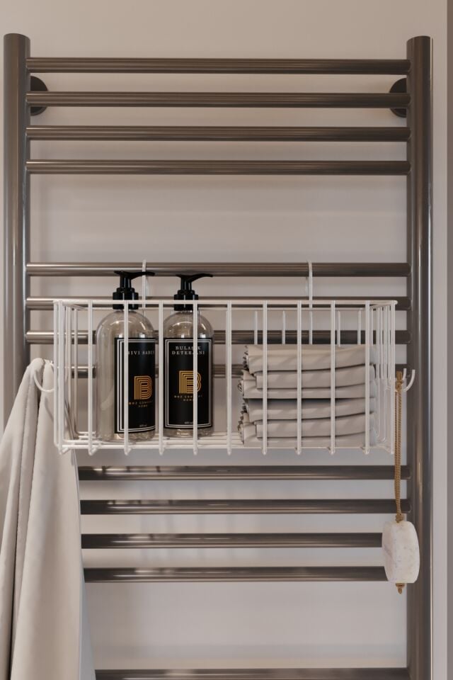 Kancalı  Banyo Havlupan Askısı  Fönlük Havluluk  Banyo Aksesuarı Düzenleyici Banyo Rafı