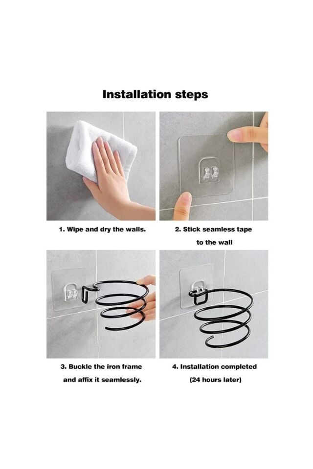 Güçlü Yapışkanlı Fön Makinesi Askısı Saç Kurutma Makinesi Tutacağı Yapışkanlı