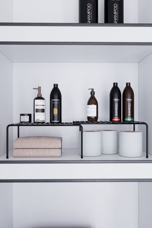 Metal Dolap Içi Raf Düzenleyici Tezgah Üstü Baharat Rafı Siyah